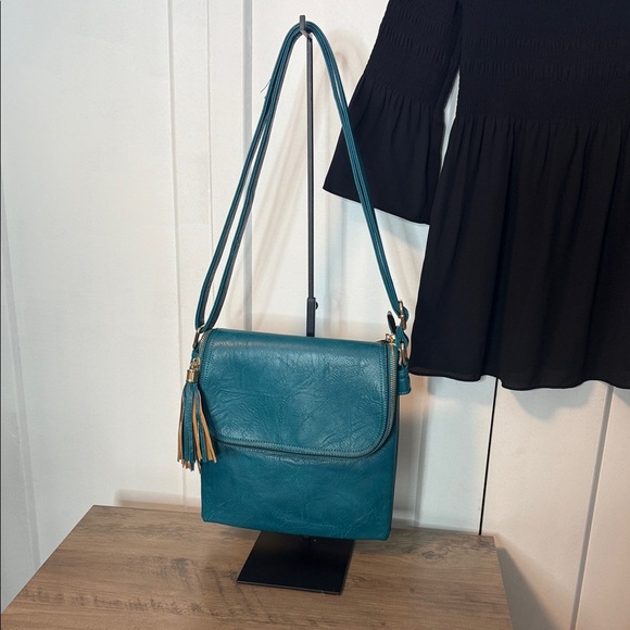 Long & Son London | Turquoise Tassel Shoulder Bag - adjustable length strap - - Picture 1 of 5